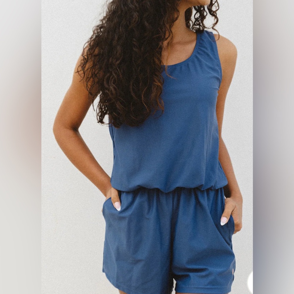 Honey Mark Sage - Gray Blue Swim Romper